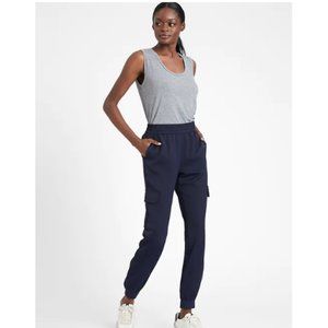 NWT Banana Rep Satin Cargo Jogger S Navy F192
